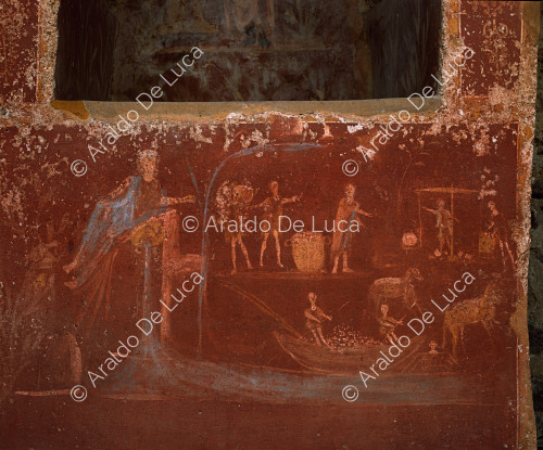 Haus des Sarno Lararium. Heiligtum mit Fresko