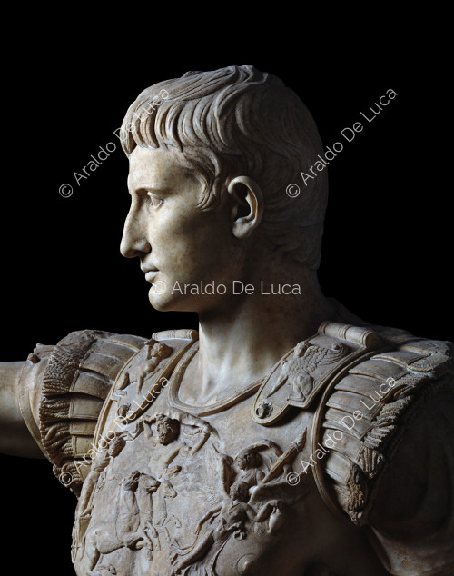 Estatua de Augusto de Prima Porta. Detalle del busto