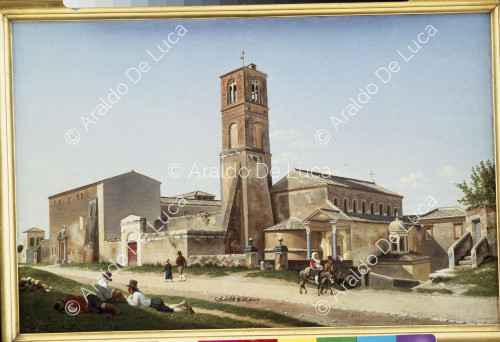 Paesaggio con chiesa e campanile